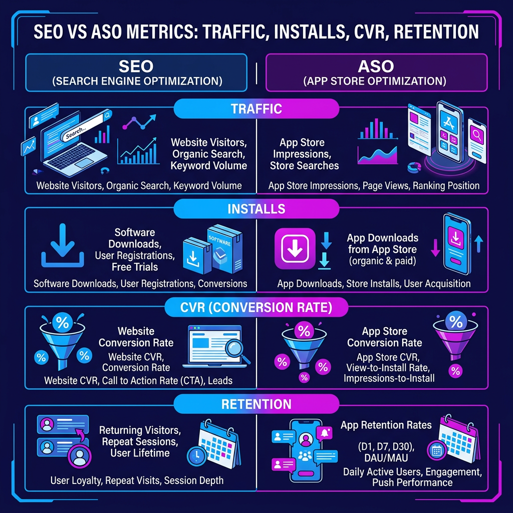SEO vs ASO Metrics