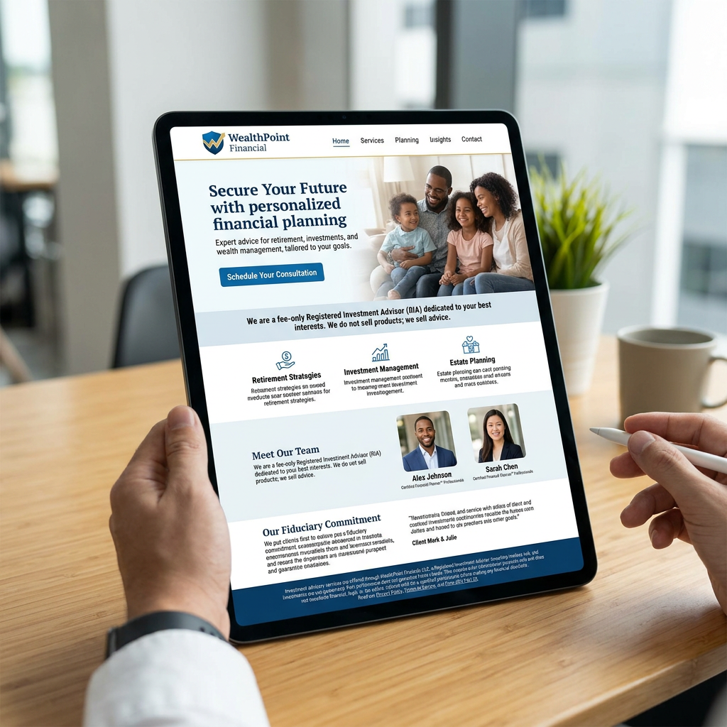 financial planning landing page