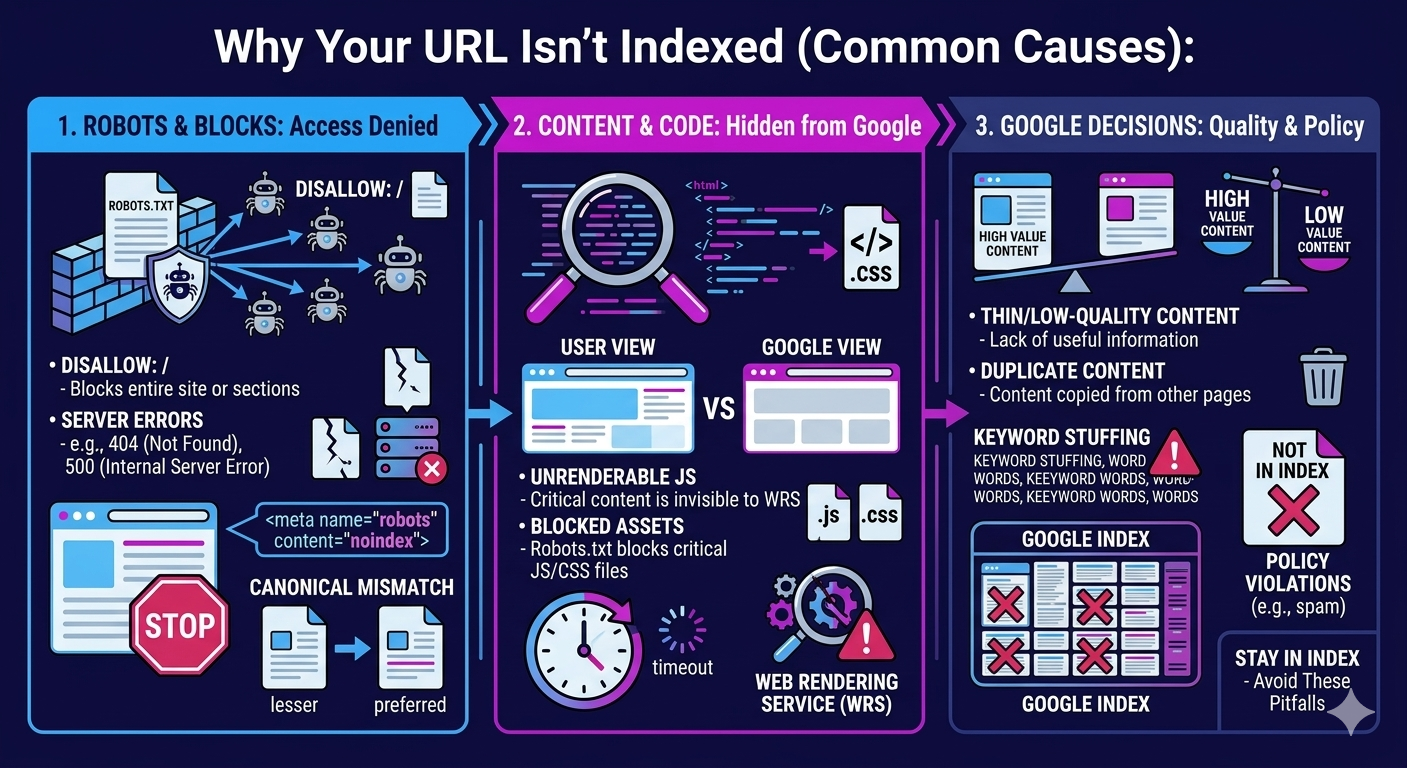 why your url isn't indexing
