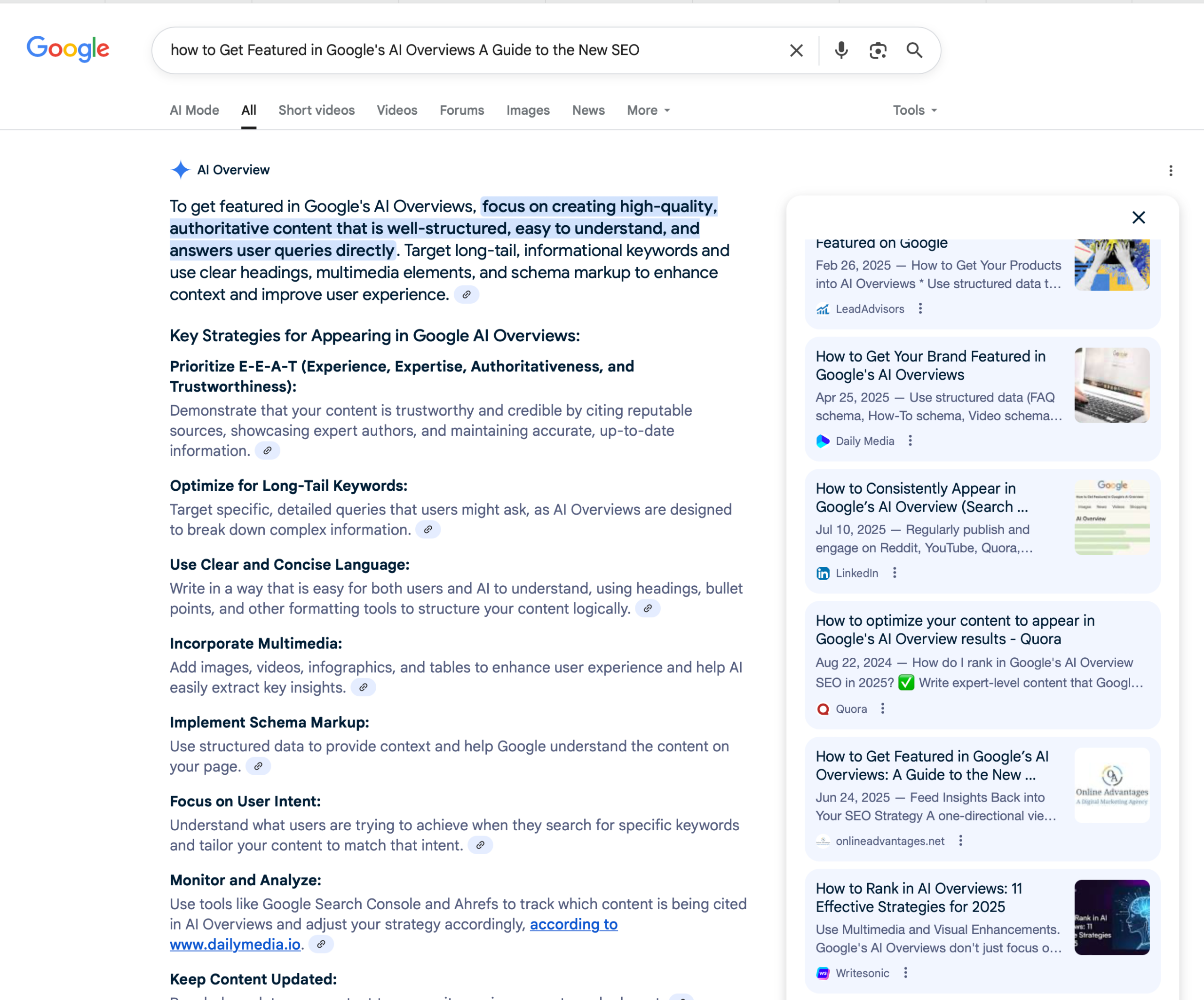 ai search results